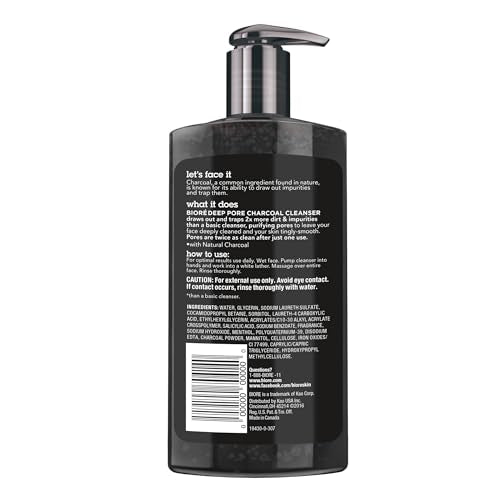 Biore Men's Charcoal Face Wash – Deep Pore Cleanse & Refresh