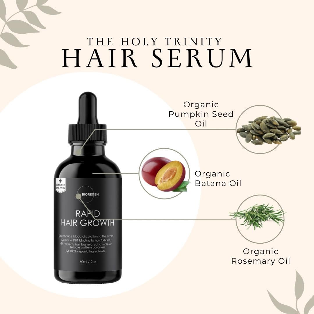 Bioregen Co Rapid Hair Growth Oil for Men & Women | Organic Rosemary, Pumpkin Seed & Batana | DHT Blocker