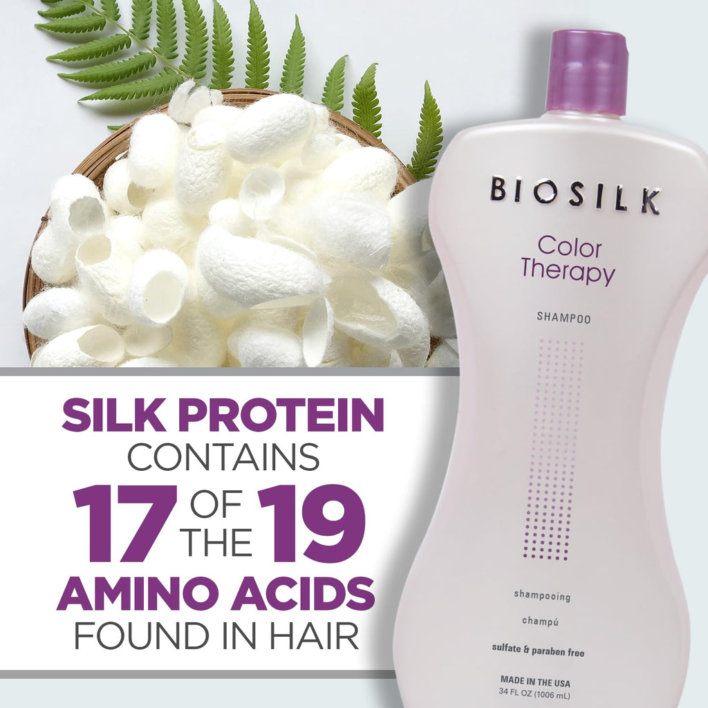 BioSilk Color Therapy Shampoo & Conditioner Duo — Color Protection, Silk Protein & Moisture, 34 Oz (Pack of 2)