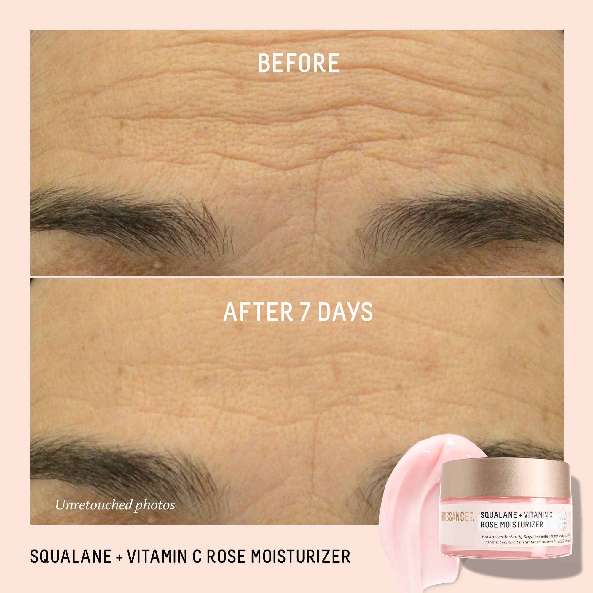 BIOSSANCE Squalane + Vitamin C Rose Moisturizer – Hydration, Brightening & Smooth Texture