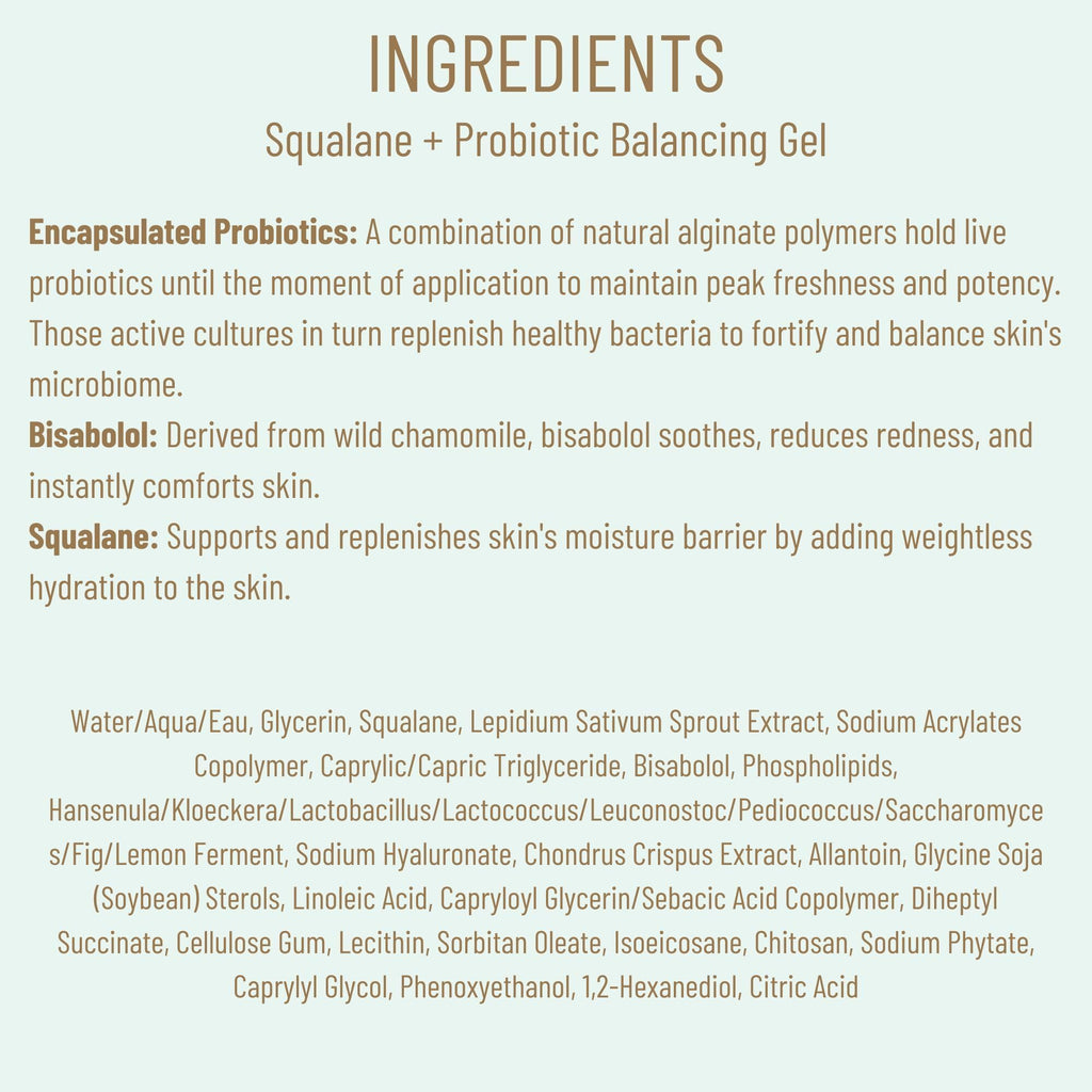 BIOSSANCE Squalane + Probiotic Balancing Face Gel Moisturizer | For Oily & Acne-Prone Skin