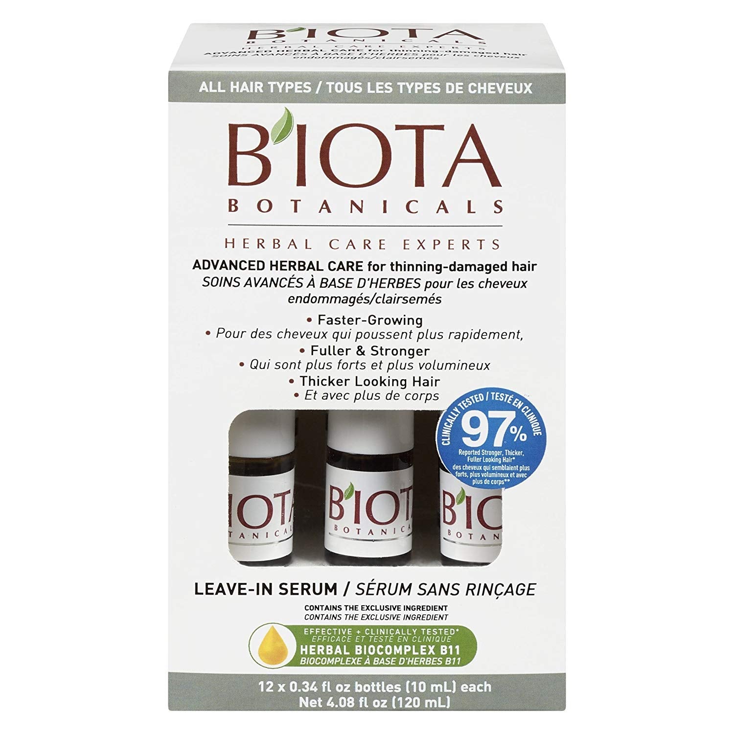 Biota Botanicals Advanced Herbal Care Leave-In Serum – Hair Nourishment for Thinning Hair, 0.34 oz (12 Count)