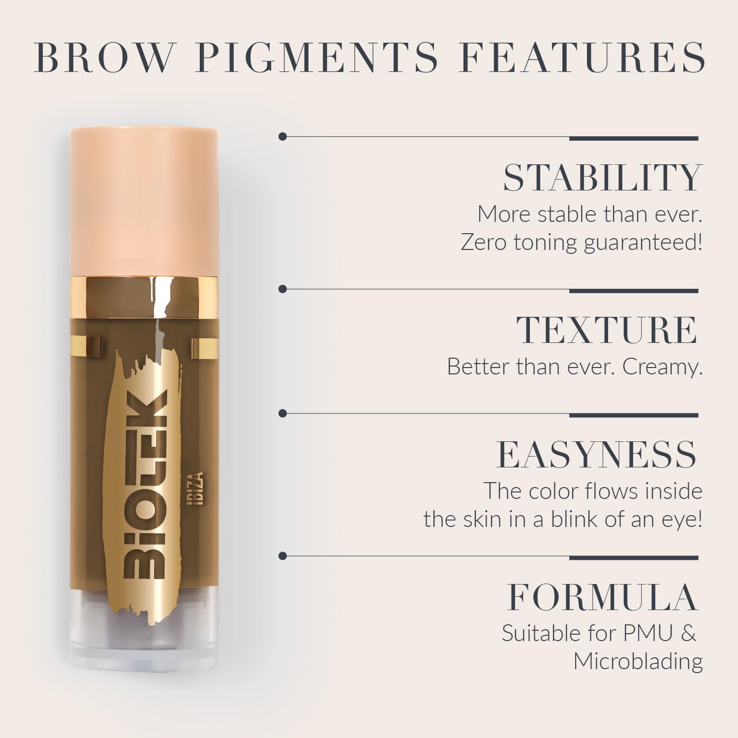 Biotek Brow Pigment Ibiza Neutral Light Brown – Permanent Makeup Ink, Creamy Inorganic, 0.61 fl oz, Made in Italy