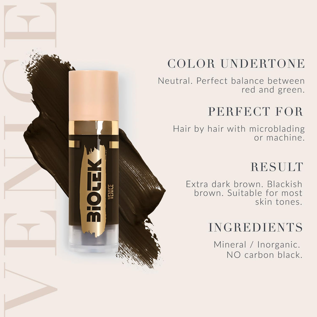Biotek Brow Pigment Venice Neutral Dark Brown – Italian PMU Cream 0.61 fl oz