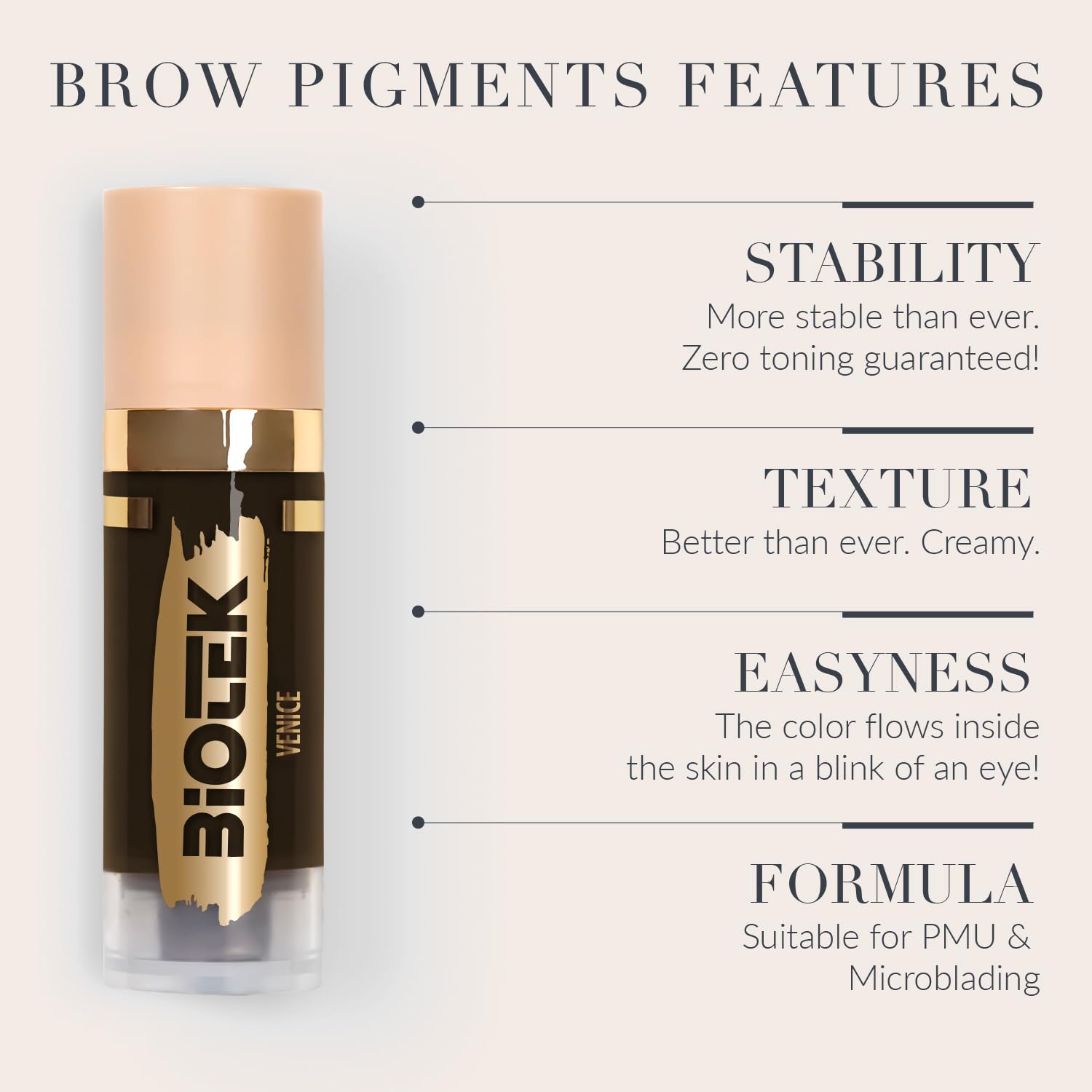 Biotek Brow Pigment Venice Neutral Dark Brown – Italian PMU Cream 0.61 fl oz