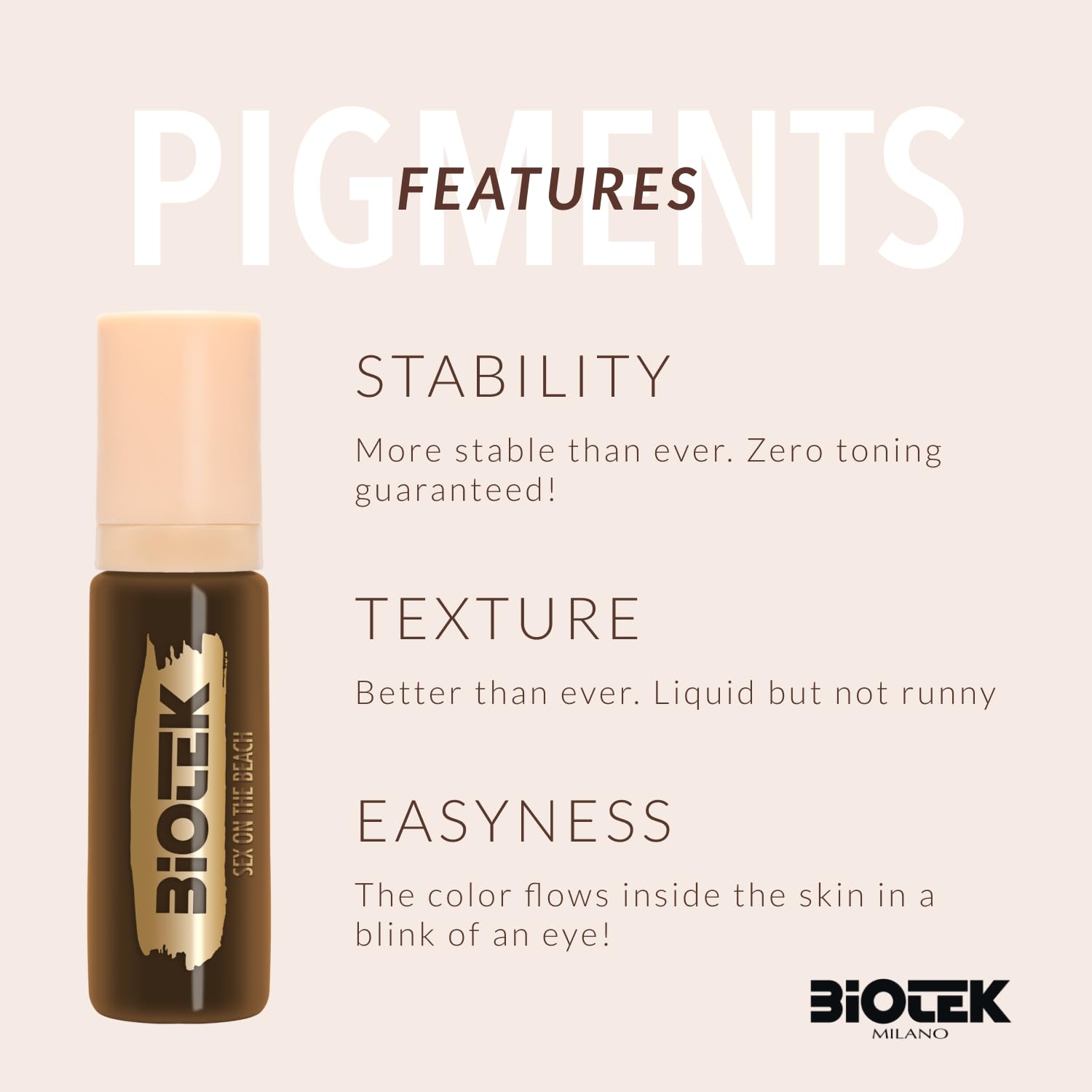 Biotek Sex on the Beach Brow Pigment - Inorganic Liquid, Medium Brown | Made in Italy 0.50 fl oz