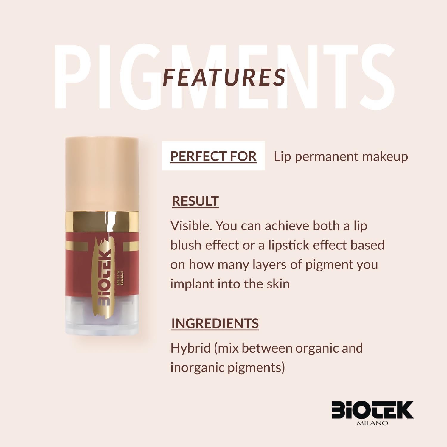 Biotek Lip Pigment Kelly Brick Red for Permanent Makeup – Made in Italy 0.24 oz