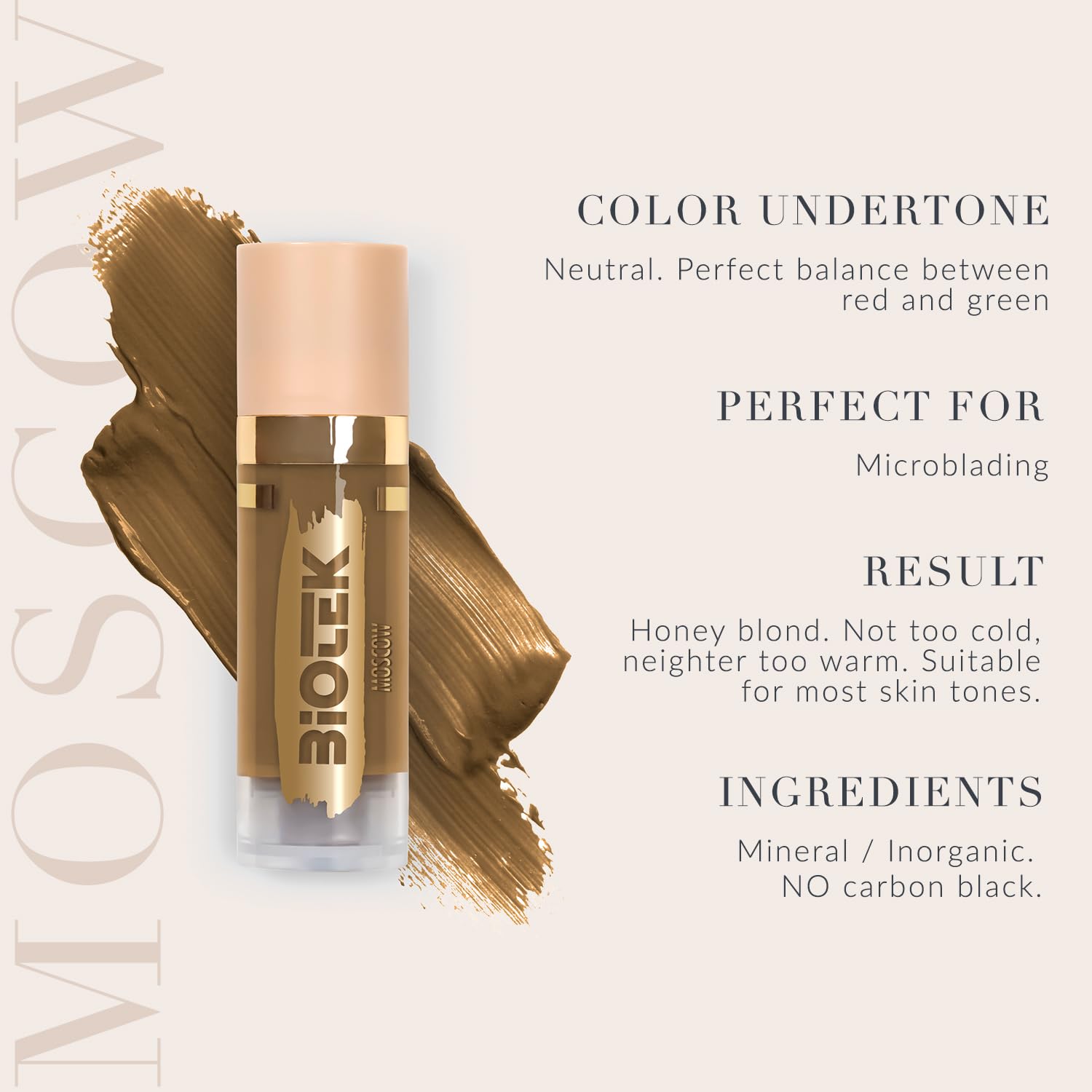 Biotek Moscow Brow Pigment Neutral Blond for PMU & Microblading — 0.61 fl oz | Made in Italy