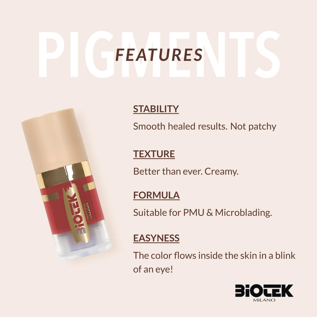 Biotek Lip Pigment Passion – Coral Red for Permanent Makeup, Made in Italy, 0.24 fl oz