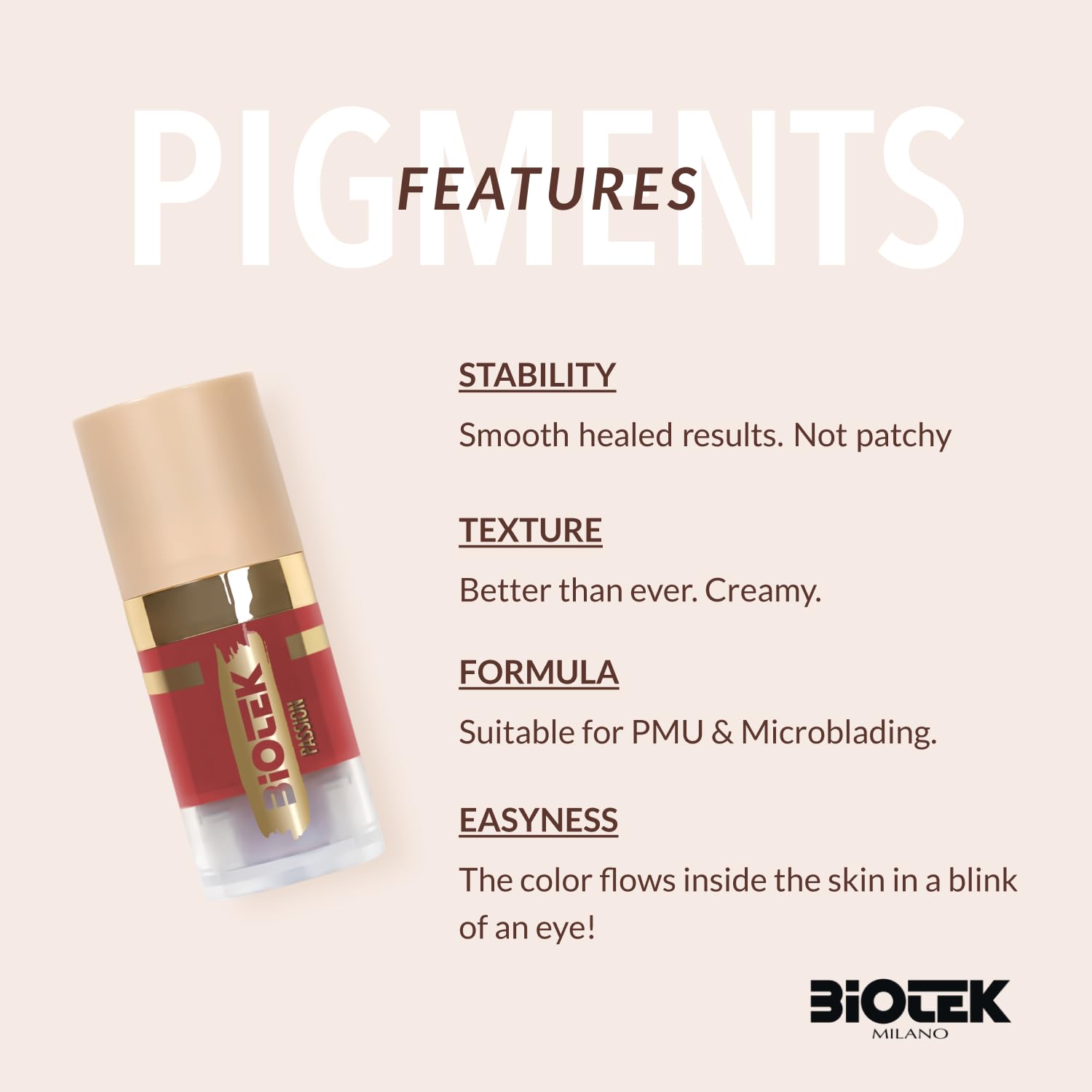 Biotek Lip Pigment Passion – Coral Red for Permanent Makeup, Made in Italy, 0.24 fl oz