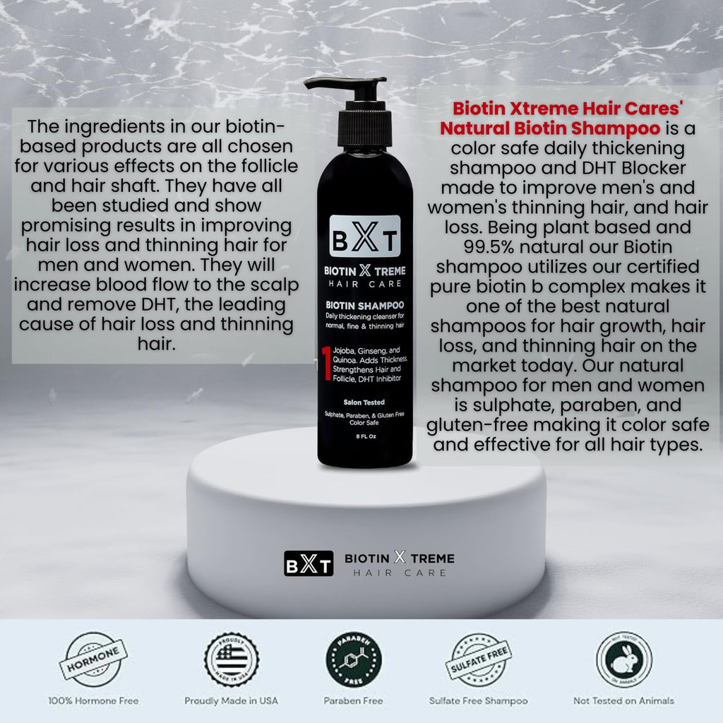 Biotin X Treme Hair Natural Shampoo for Hair Loss & Thinning Hair – Color-Safe, DHT Blocker, Sulfate-Free – 16 oz