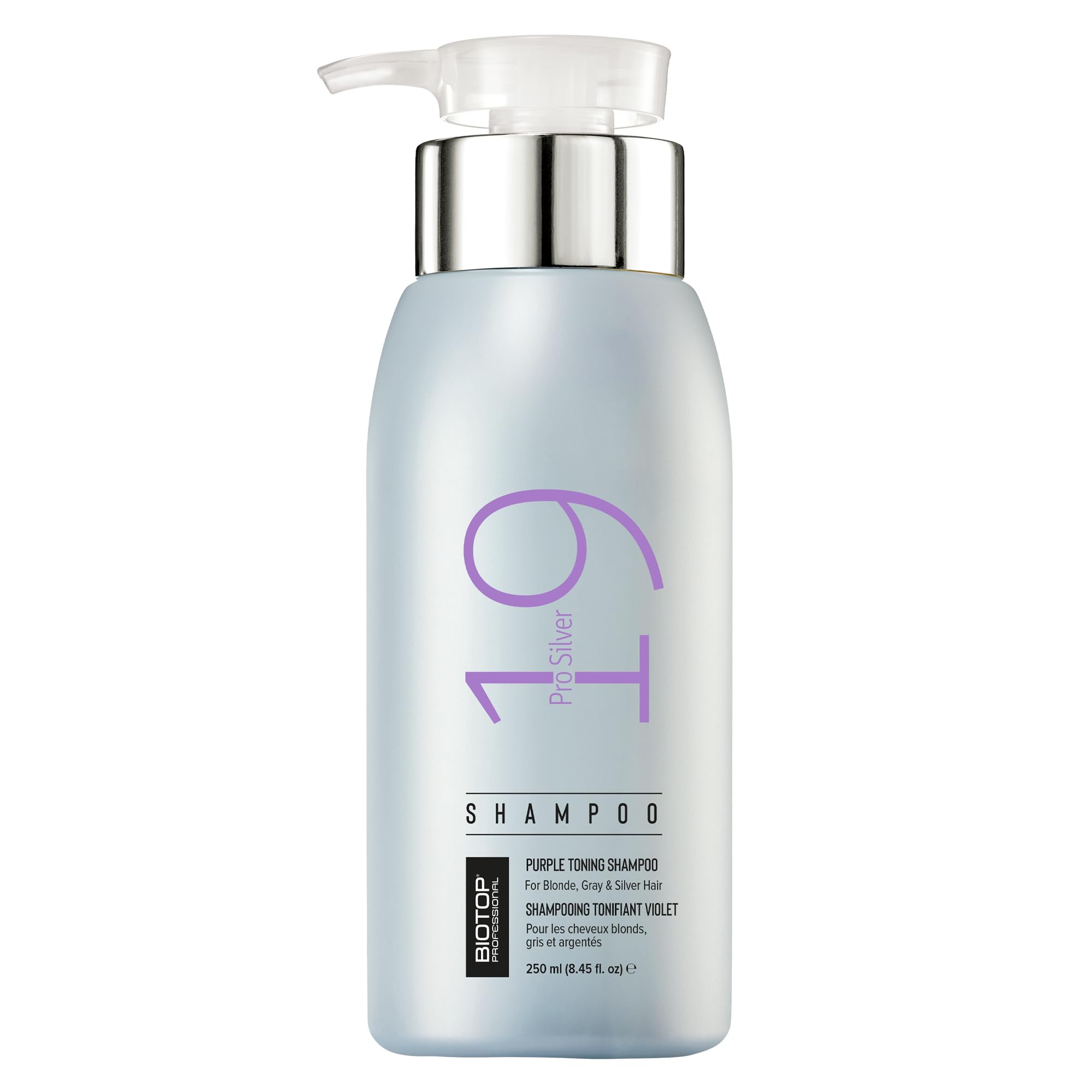 Biotop Professional 19 Pro Silver Shampoo – Neutralize Yellow & Brassy Tones for Blonde & Bleached Hair – 8.45 oz