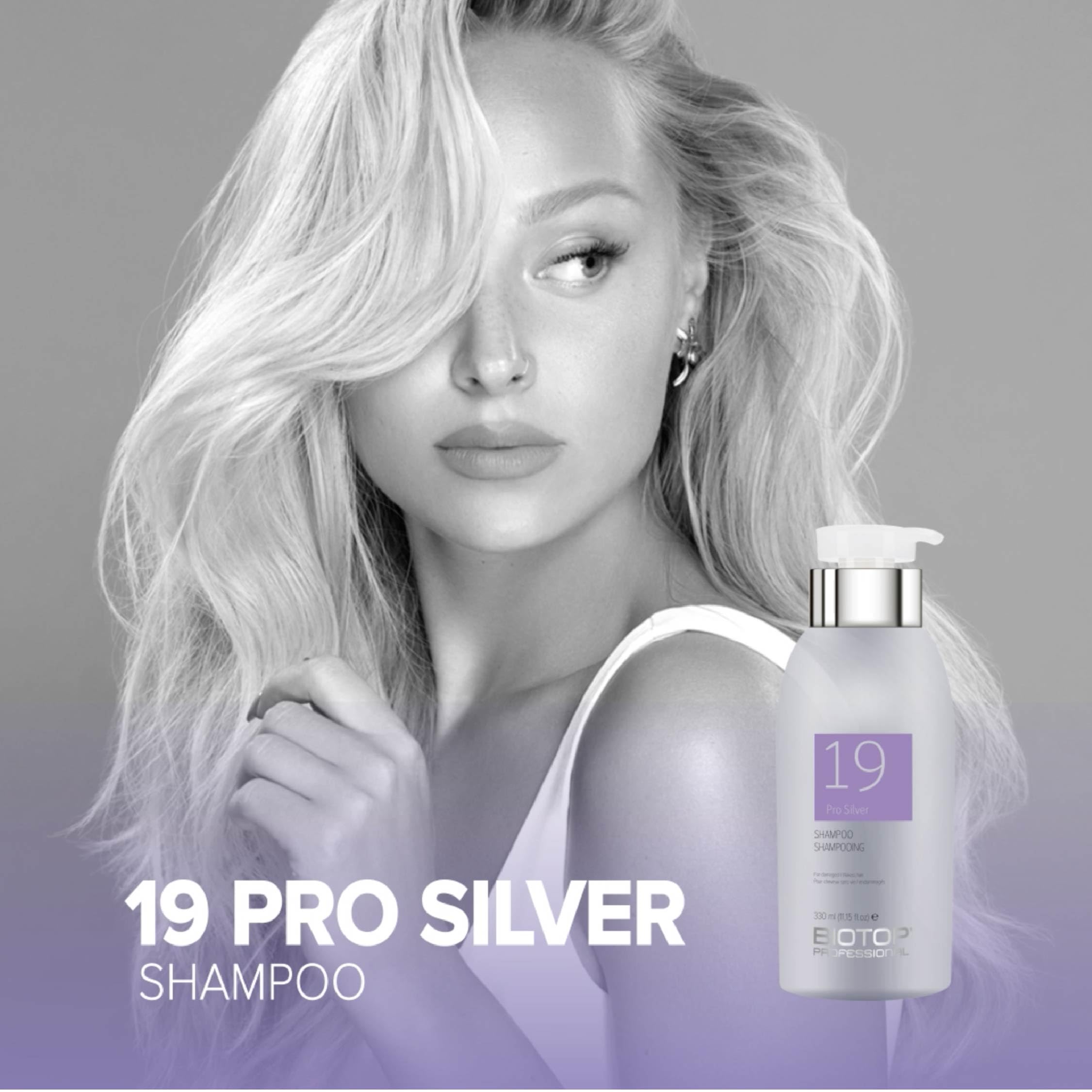 Biotop Professional 19 Pro Silver Shampoo – Purple Shampoo to Neutralize Yellow & Brassy Tones, 16.9 oz
