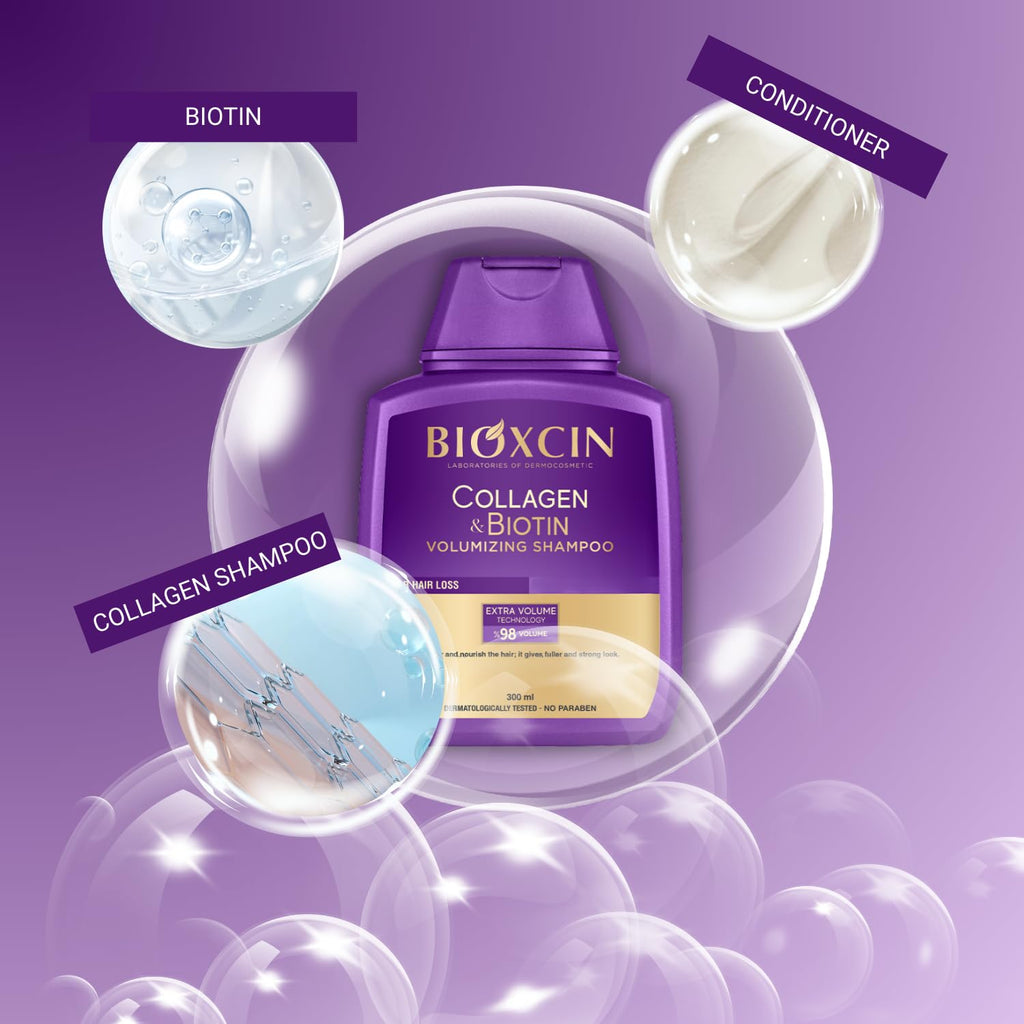 BIOXCIN Collagen & Biotin Volumizing Shampoo – Extra Volume, Sulfate-Free, 300 ml