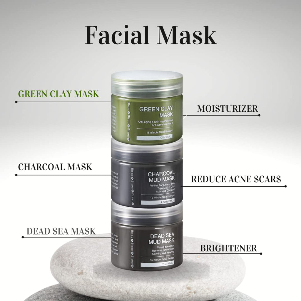 Bisou Bisou Bisou Clay Mask Trio with Dead Sea Mud & Charcoal Gel