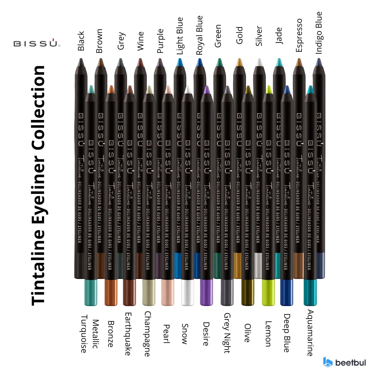 Bissú Tintaline Eyeliner - 25 Vivid Colors, High-Coverage, Long-Lasting & Smudge-Proof (Purple)