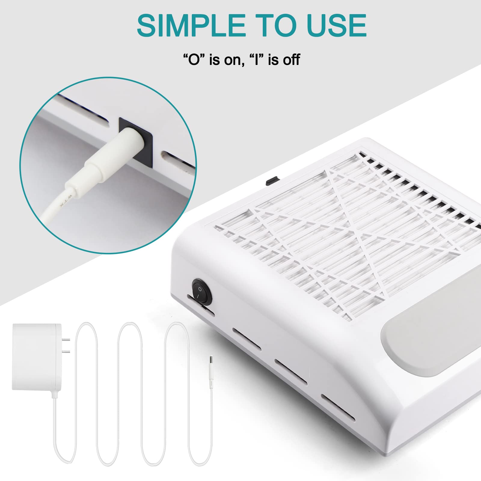 Biutee Nail Dust Collector – 80W Vacuum with 2 Reusable Filters | Low Noise Nail Salon Extractor