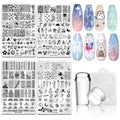 Biutee Nail Stamping Plate Kit – 7-Piece Stamper, Plates & Scraper for DIY Nail Art