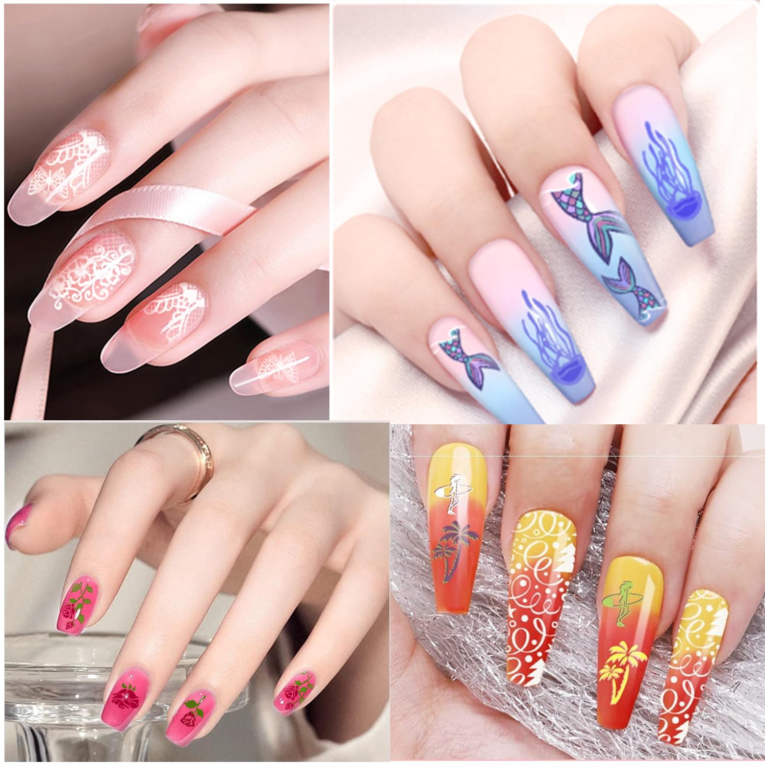 Biutee Nail Stamping Plate Set 12Pcs | Nail Art Kit with Floral, Leaves & Lace Designs