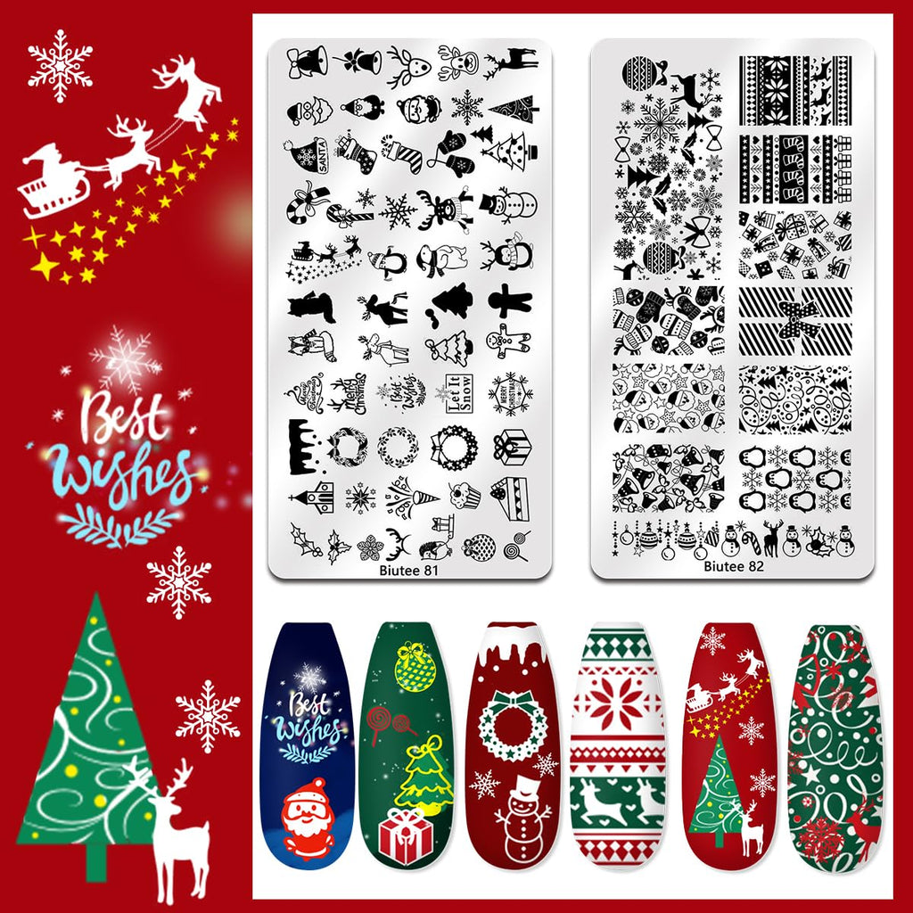 Biutee Nail Stamping Plate Set 12Pcs | Nail Art Kit with Floral, Leaves & Lace Designs