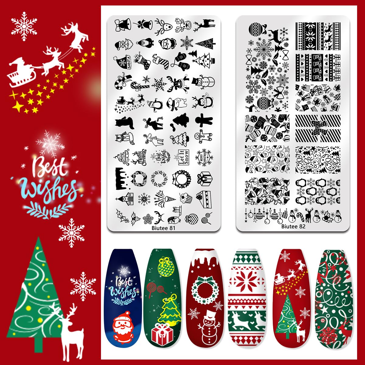 Biutee Nail Stamping Plate Set 12Pcs | Nail Art Kit with Floral, Leaves & Lace Designs