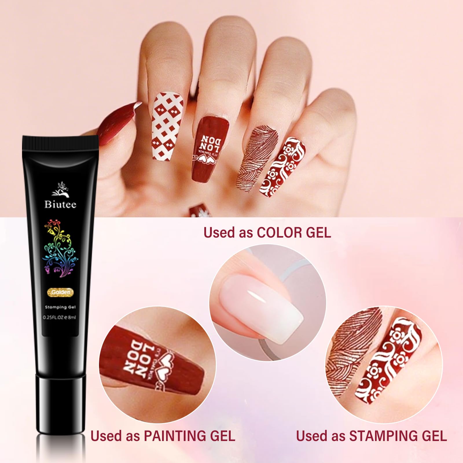Biutee Nail Stamping Plates Set – 12 Plates, 8 Colors, Stamper & Scraper