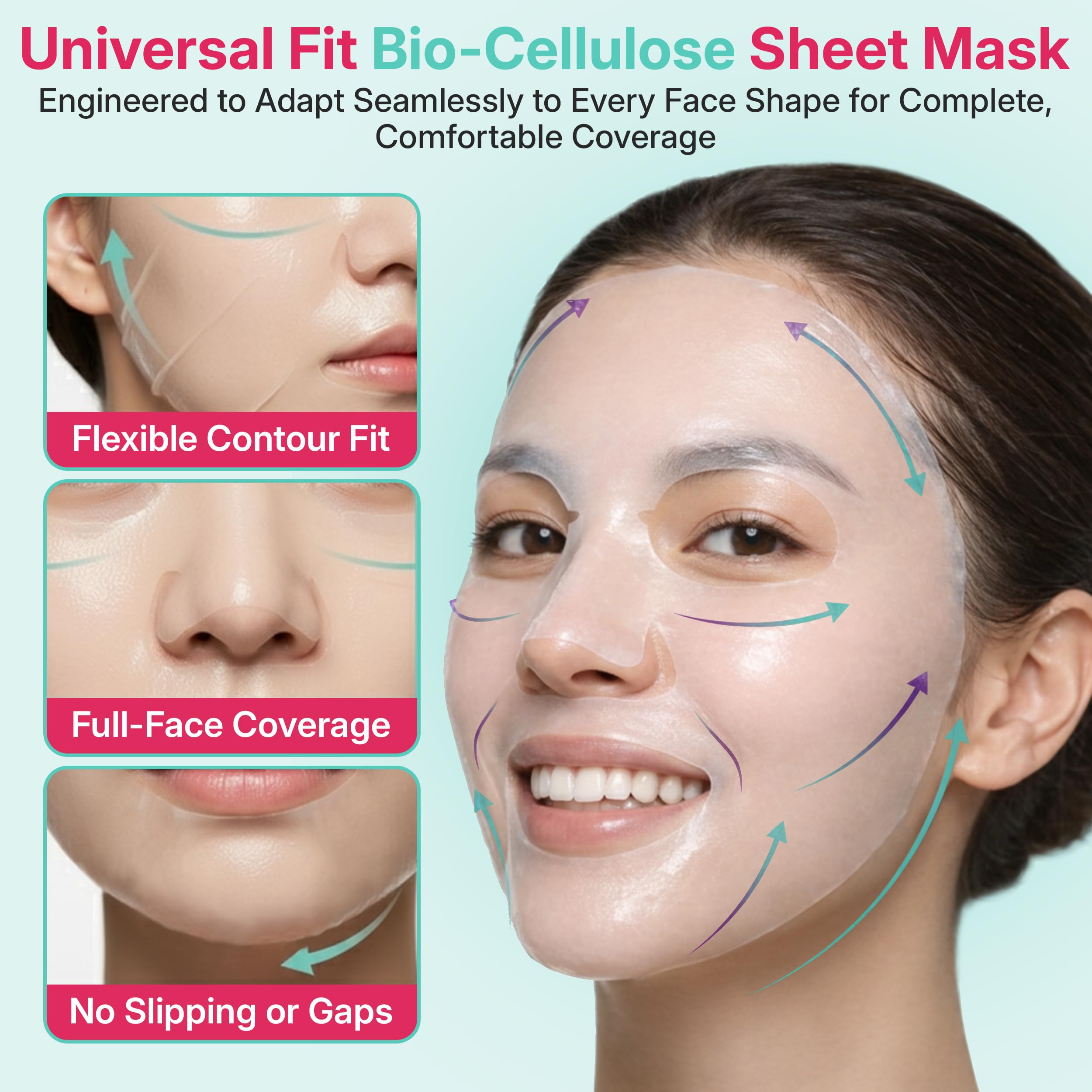 B:VID In & Out Bio-Cellulose Sheet Mask – Hydrating K-Beauty Pore & Oil Balance, 5 Pack