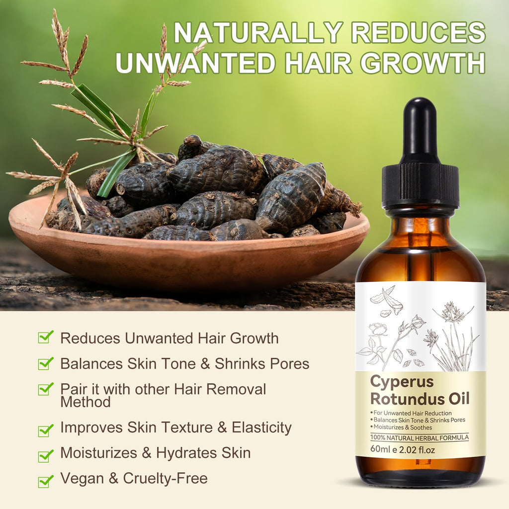 BKKTfBWK Cyperus Rotundus Oil – Natural Hair Reduction & Skin Soothing, 60ml