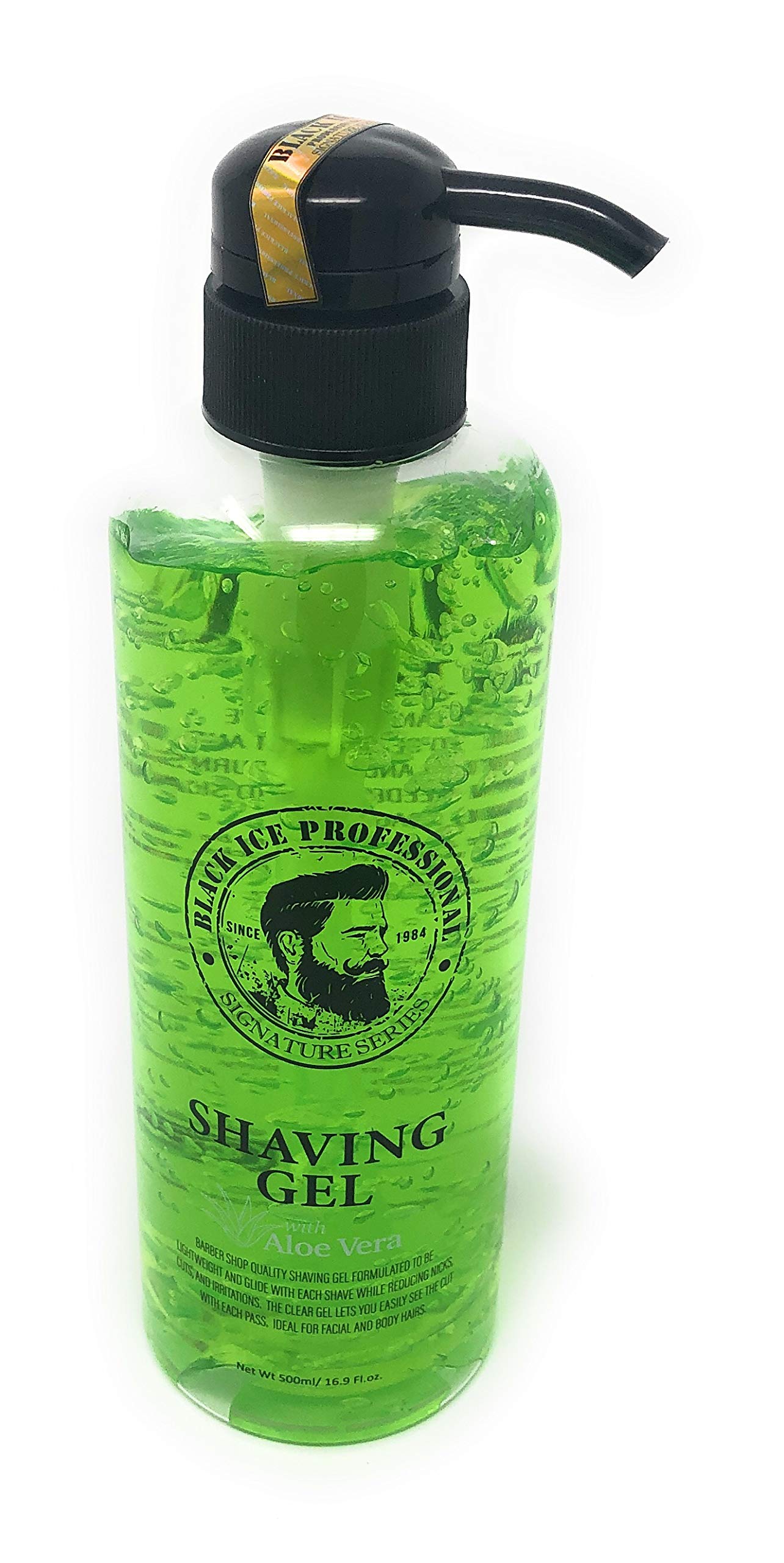 Black Ice Professional Shaving Gel with Aloe Vera – Clear Gel for Visible, Smooth Shave | 16.9 Fl oz