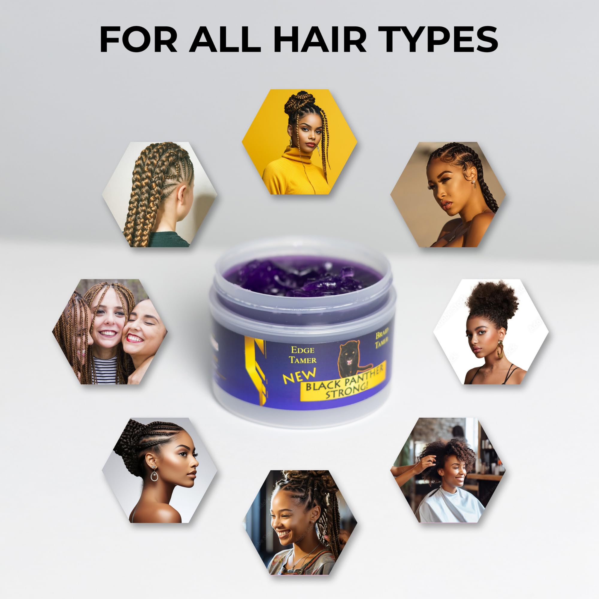 Black Panther Strong Diamond Edges Edge Control – Flexible Hold for Natural & Relaxed Hair | 4C Edge Gel