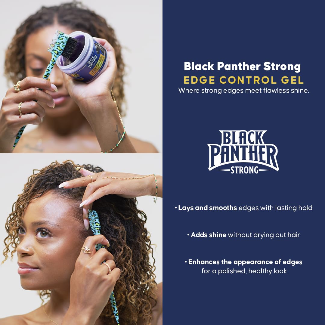 Black Panther Strong Diamond Edges Edge Control – Flexible Hold for Natural & Relaxed Hair | 4C Edge Gel