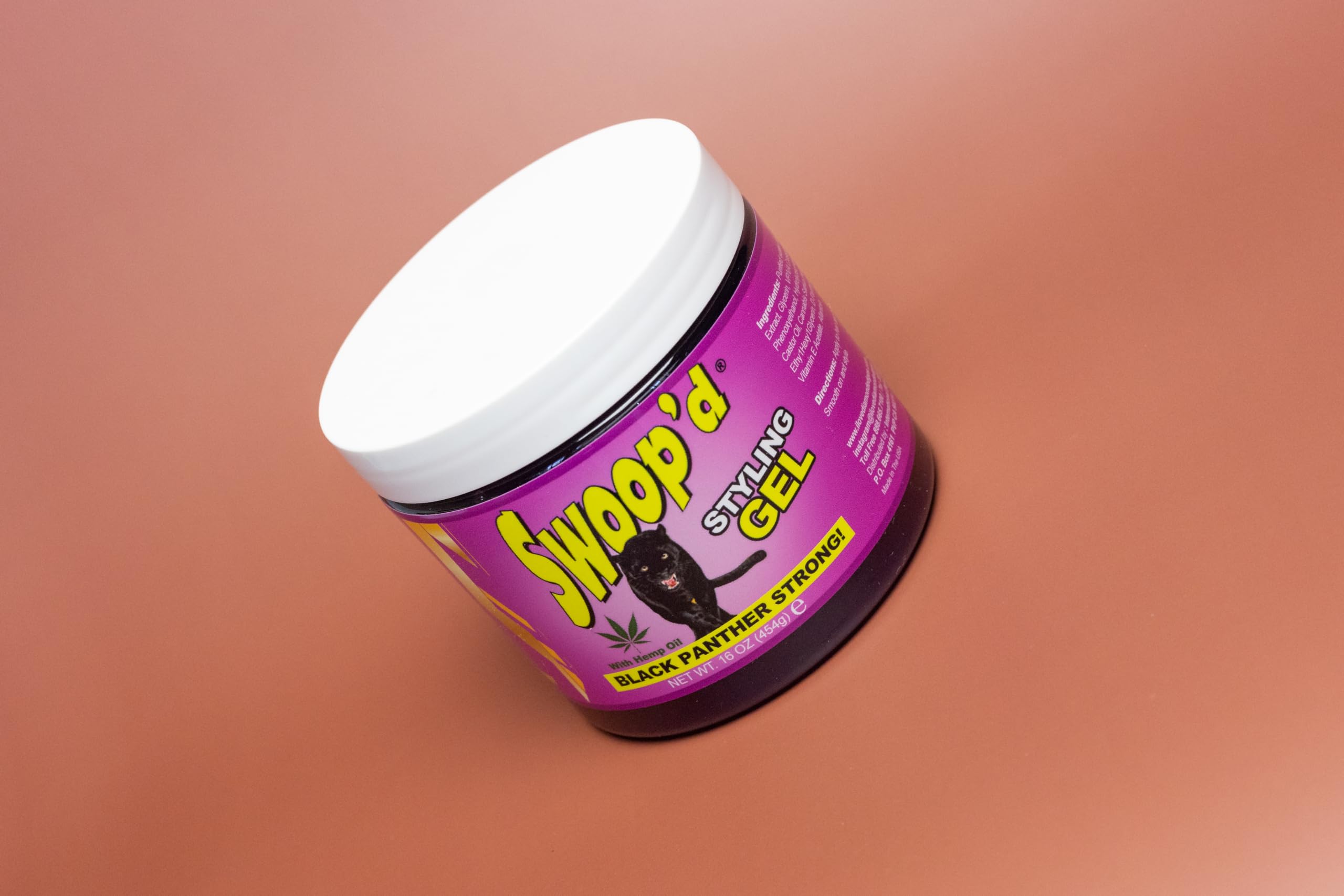 Black Panther Strong Swoop'd Styling Gel 16oz – Hemp Oil for All Hair Types