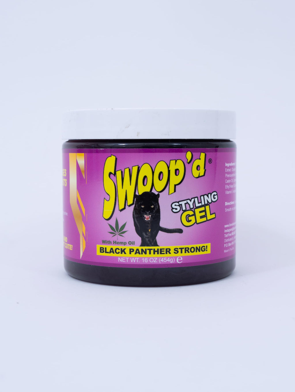 Black Panther Strong Swoop'd Styling Gel 16oz – Hemp Oil for All Hair Types