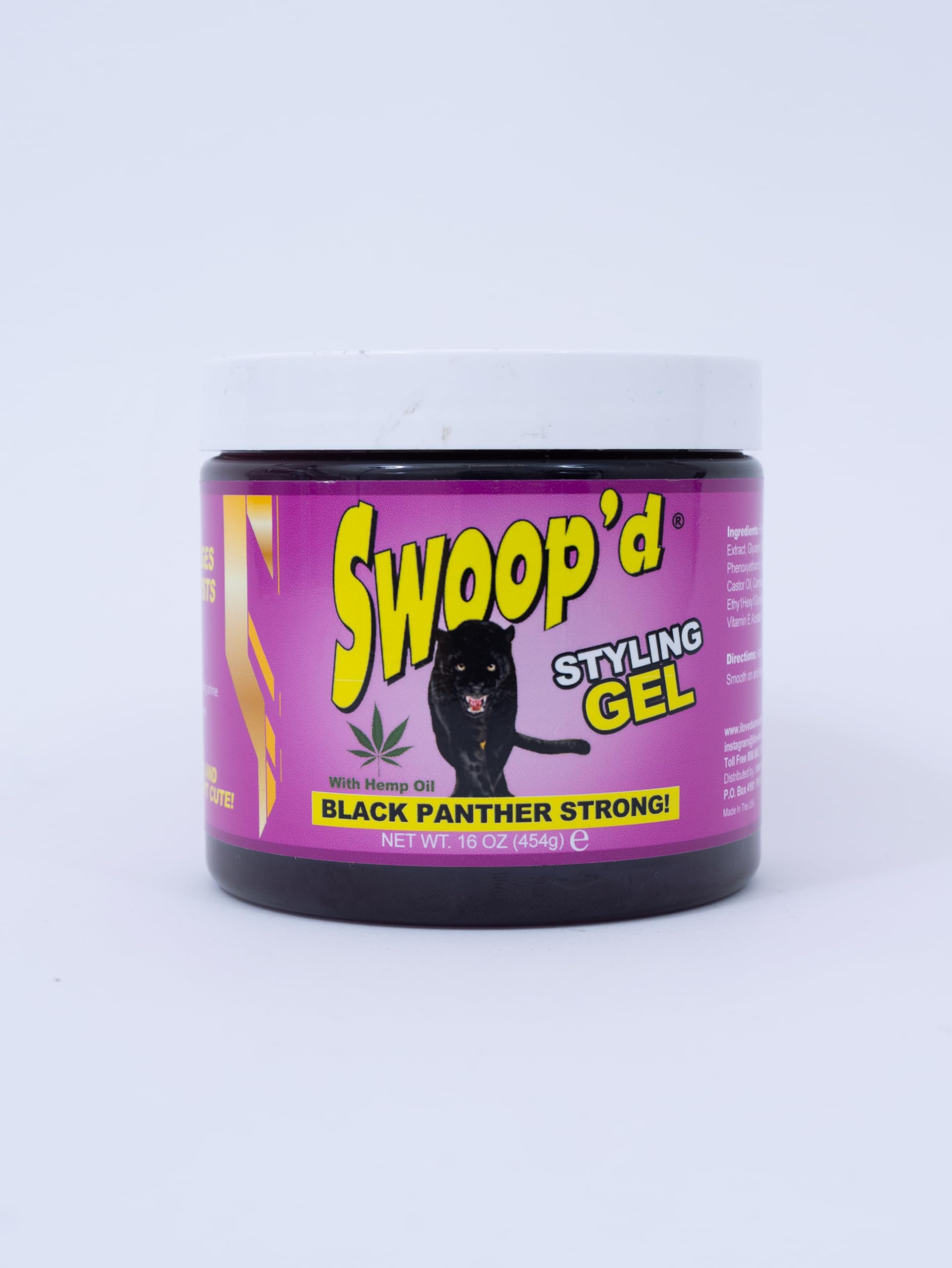 Black Panther Strong Swoop'd Styling Gel 16oz – Hemp Oil for All Hair Types
