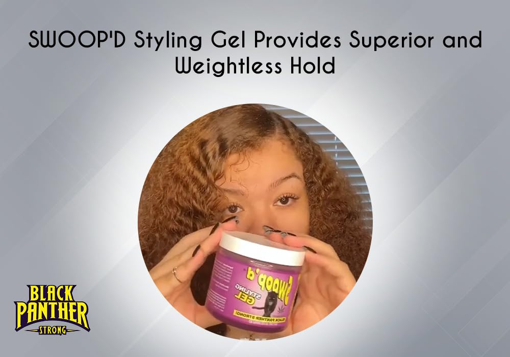 Black Panther Strong Swoop'd Styling Gel 16oz – Hemp Oil for All Hair Types