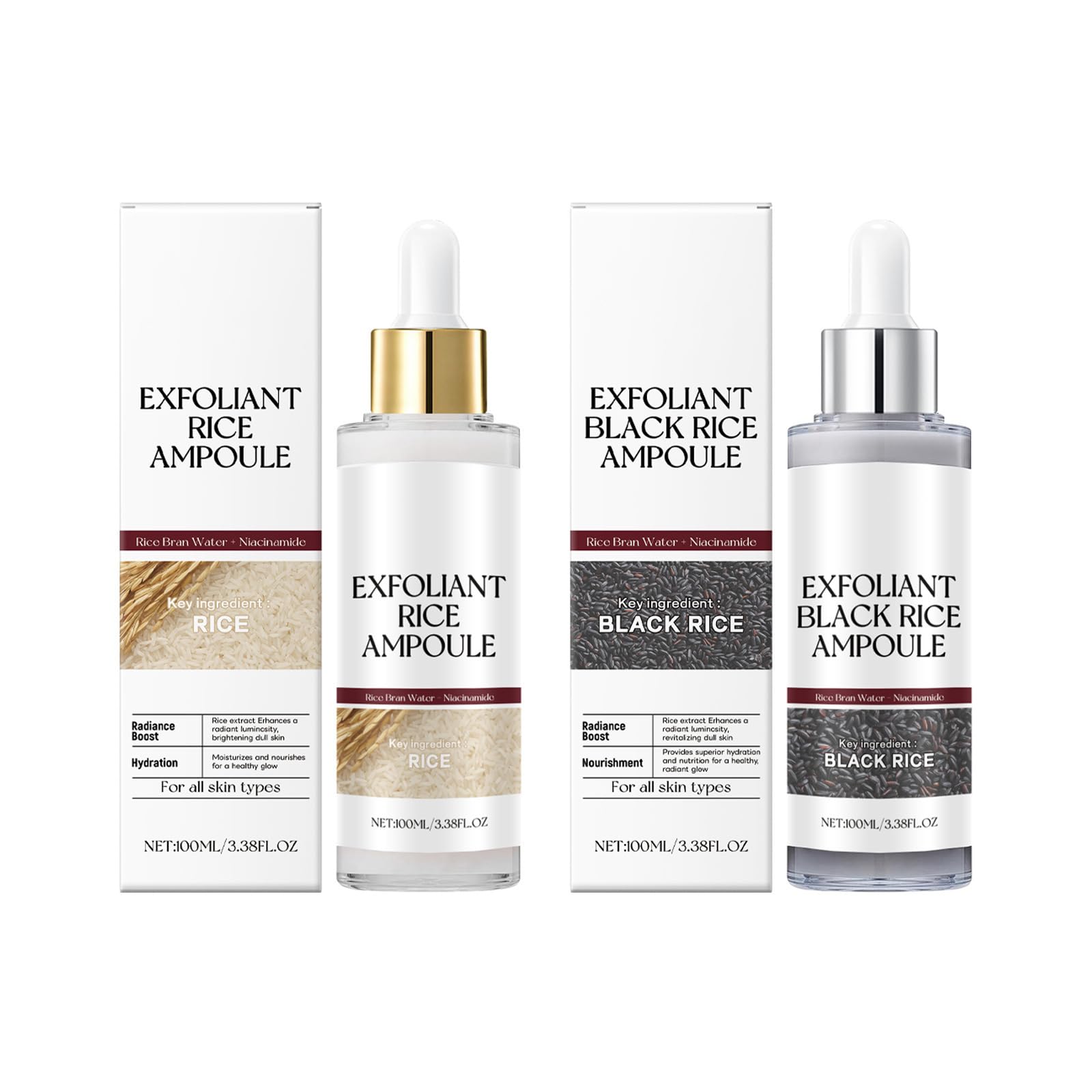 Black Rice Exfoliant – Gentle White & Black Rice Peel for All Skin Types (2-Piece)