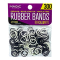 Magic Collection Black & White Rubber Bands Secure & Gentle Hold for All Hair Types & Styles 300 pcs