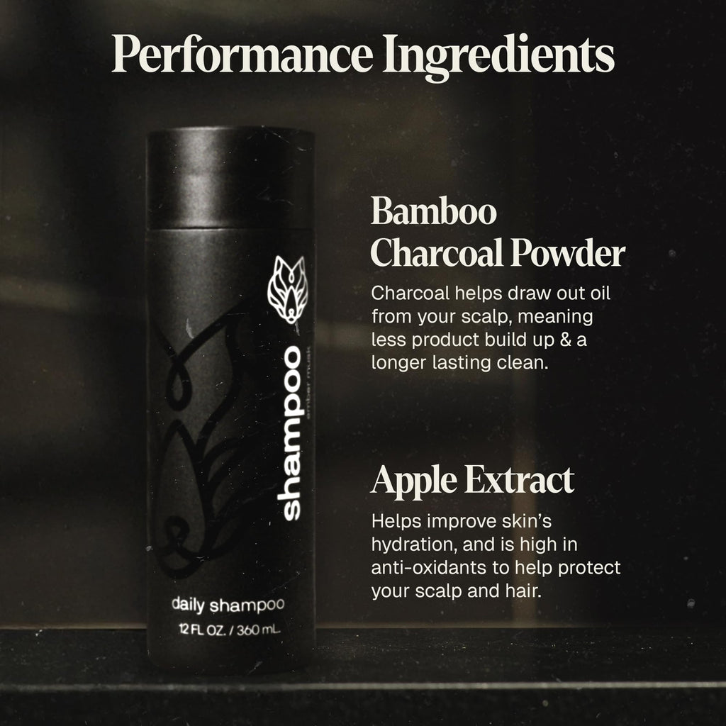 Black Wolf 2-Pack Shampoo for Oily Hair – Charcoal-Infused Oil Control, 12 oz