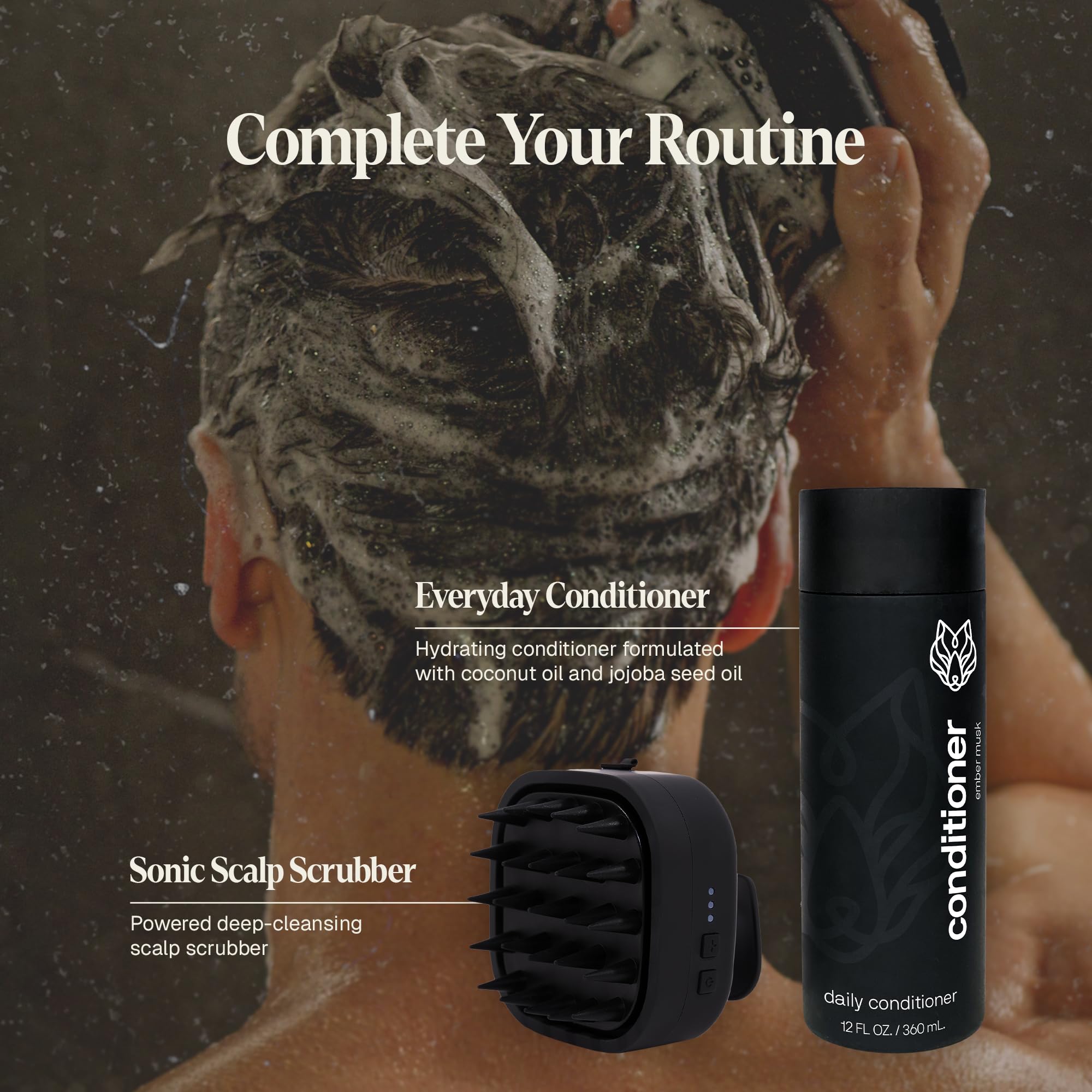 Black Wolf Thickening & Volumizing Shampoo for Men — Biotin, Keratin & Rice Protein for Fuller Hair