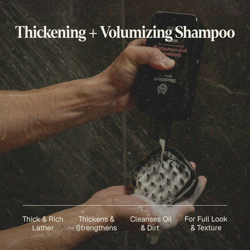 Black Wolf Thickening & Volumizing Shampoo for Men — Biotin, Keratin & Rice Protein for Fuller Hair