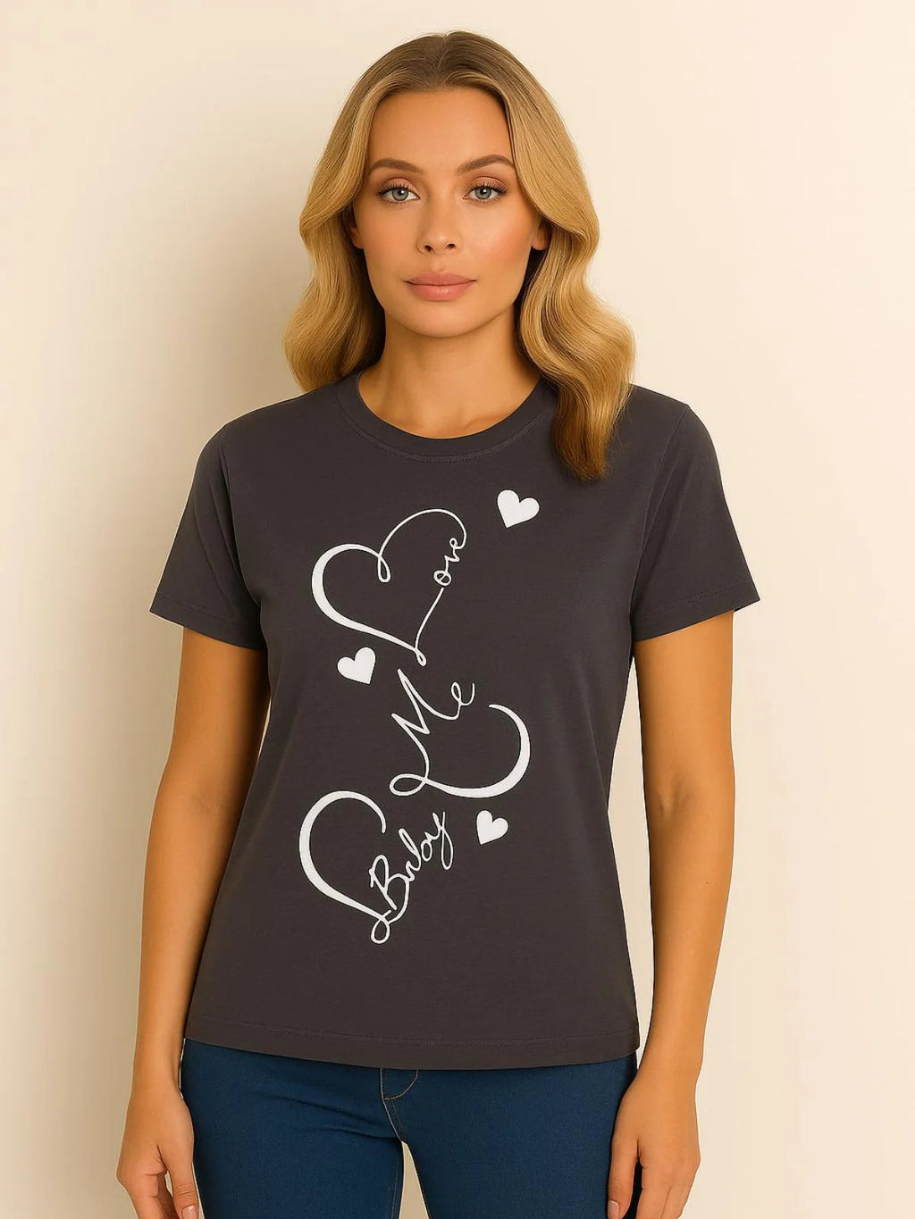 Love Me Baby” Heart Print T-Shirt