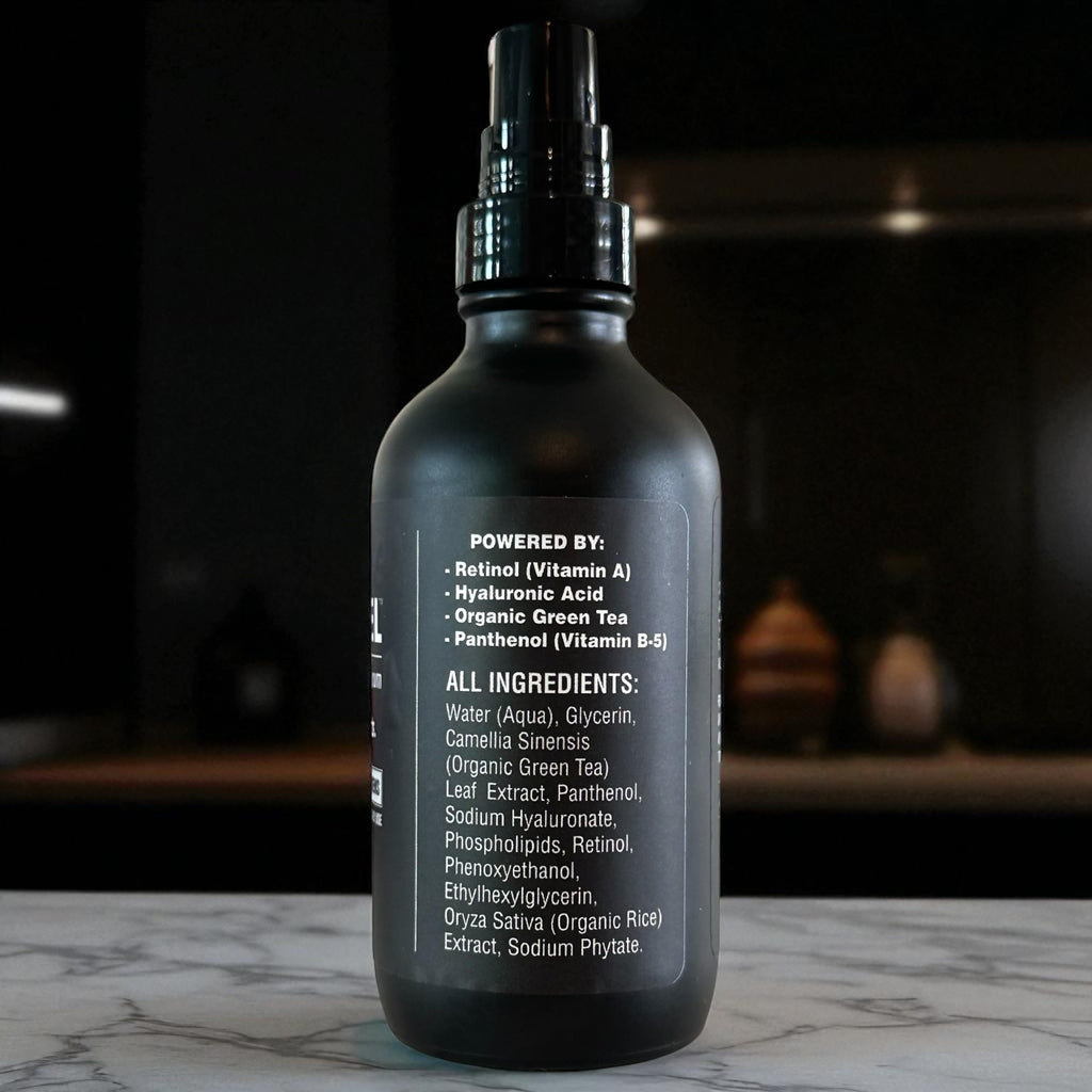 BLACKSTEEL Men's Anti-Aging Serum with Retinol & Hyaluronic Acid | One-Step Daily Wrinkle Reduction & Hydration | Made in USA | 4 oz