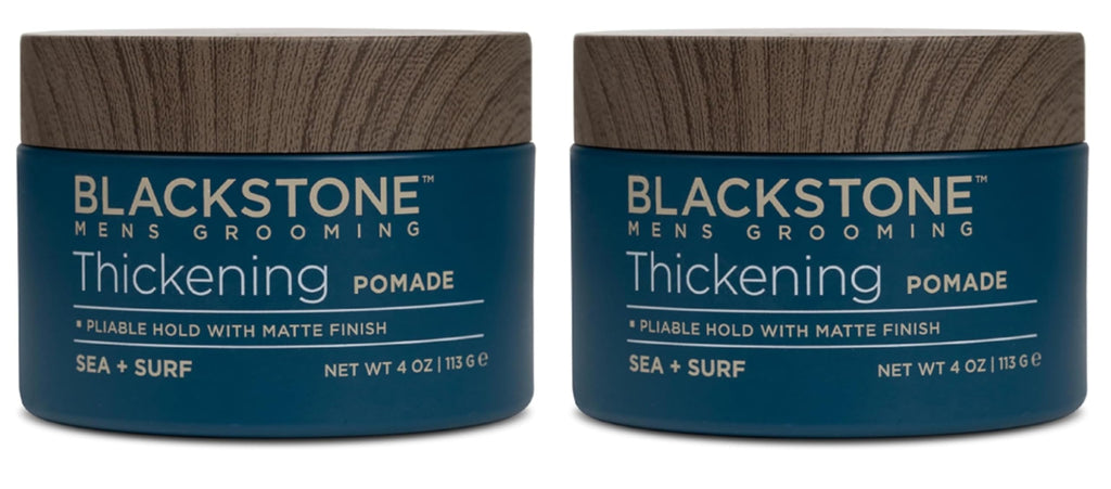 Blackstone Men's Grooming Thickening Pomade – Pliable Hold, Matte Finish, Sea + Surf Scent | Made in USA