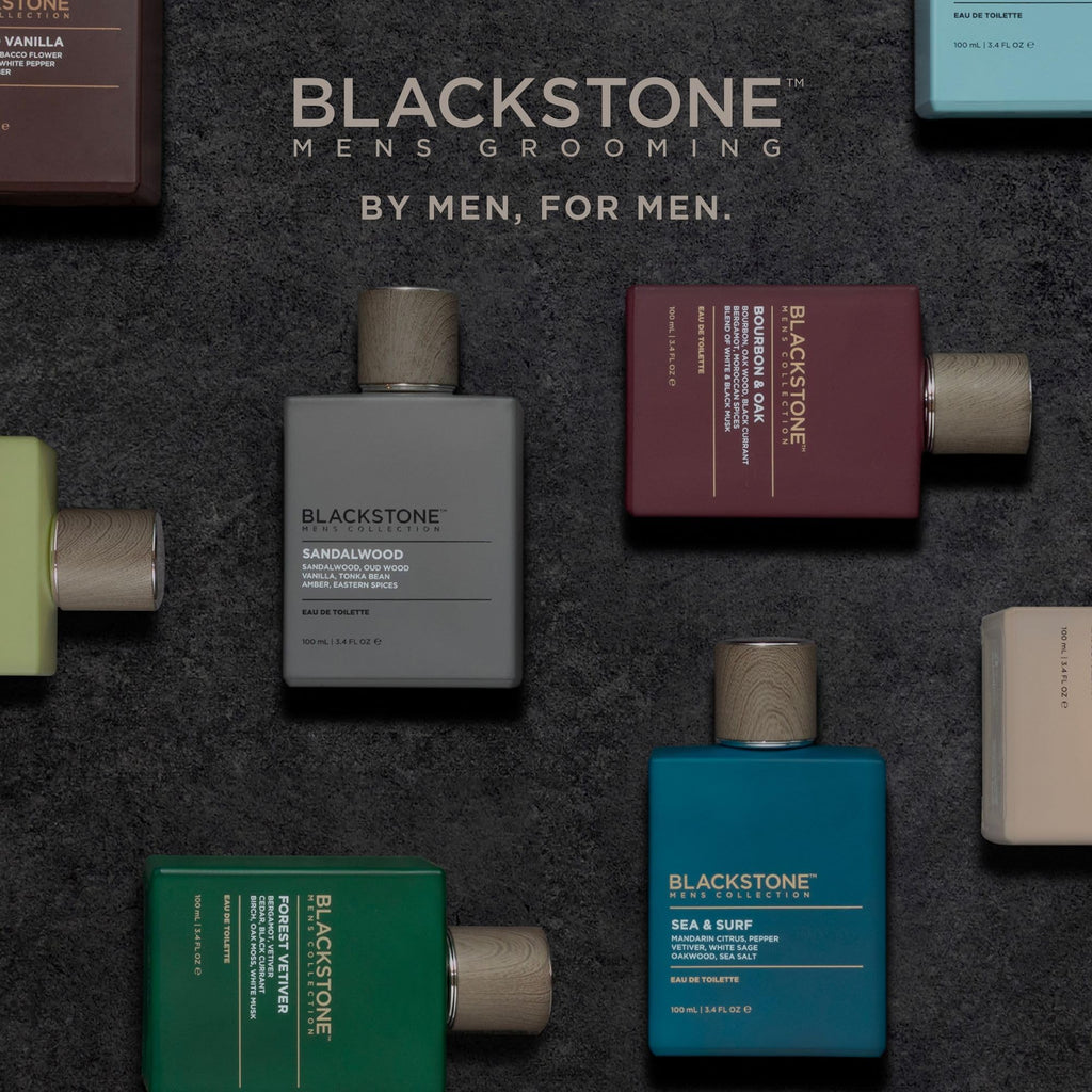 Blackstone Mens Collection Eau de Toilette – Sandalwood, Oud & Amber | Long-Lasting Fragrance | Travel Size 3.4 Fl Oz