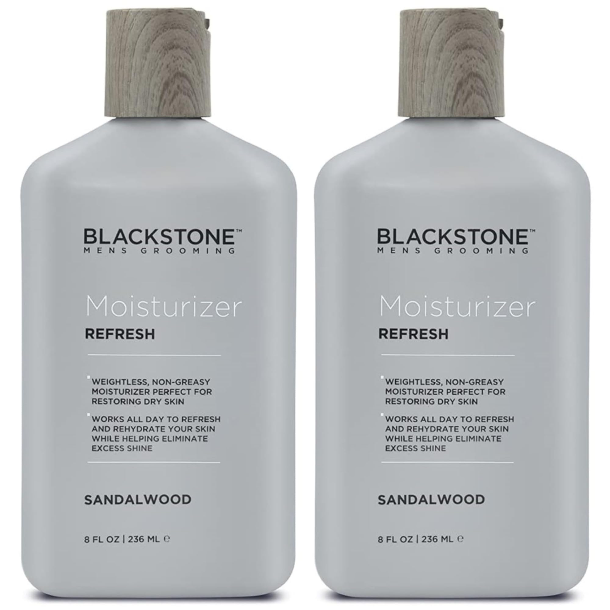 Blackstone Men's Grooming Refresh Facial Moisturizer – Hyaluronic Acid, Peppermint & Vitamin E | 8 oz x2