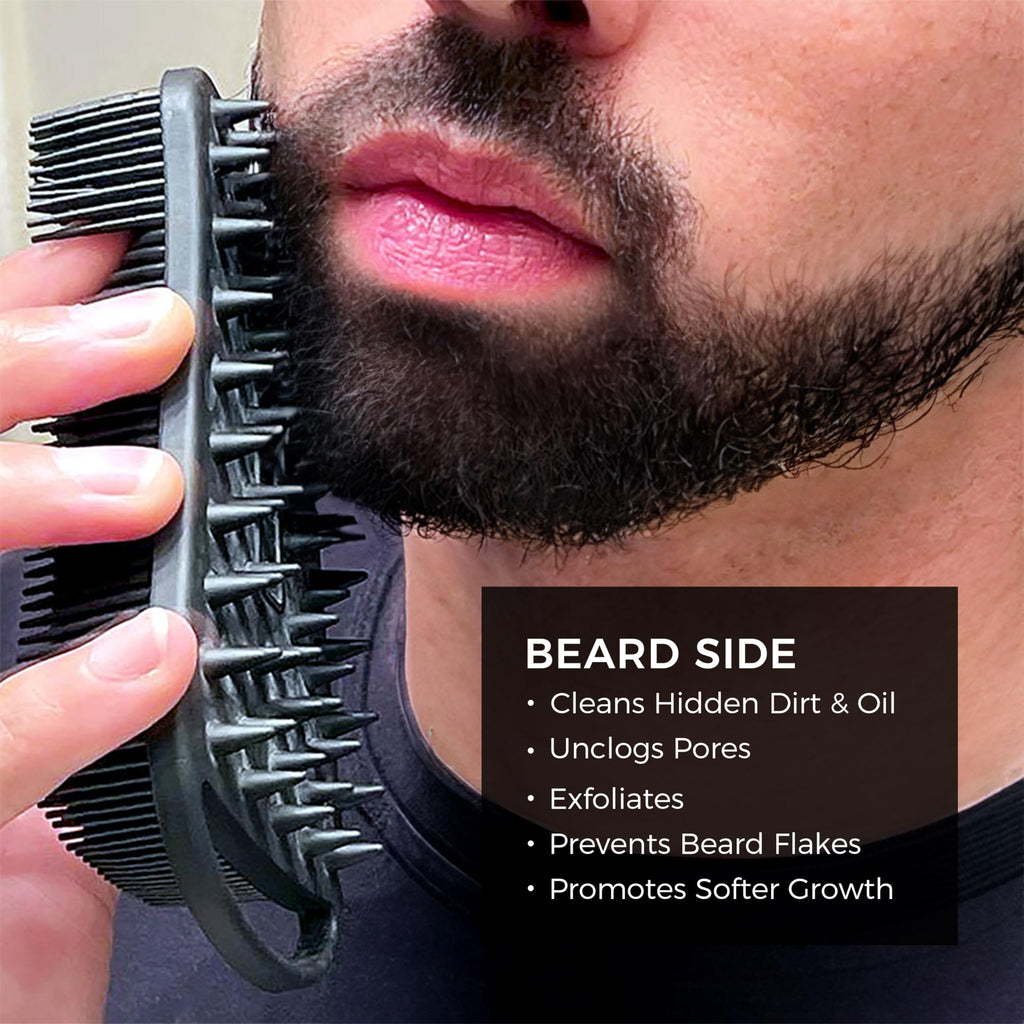 Blackwood For Men Double Duty Beard & Body Scrubber - Dual-Sided Silicone Shower Brush