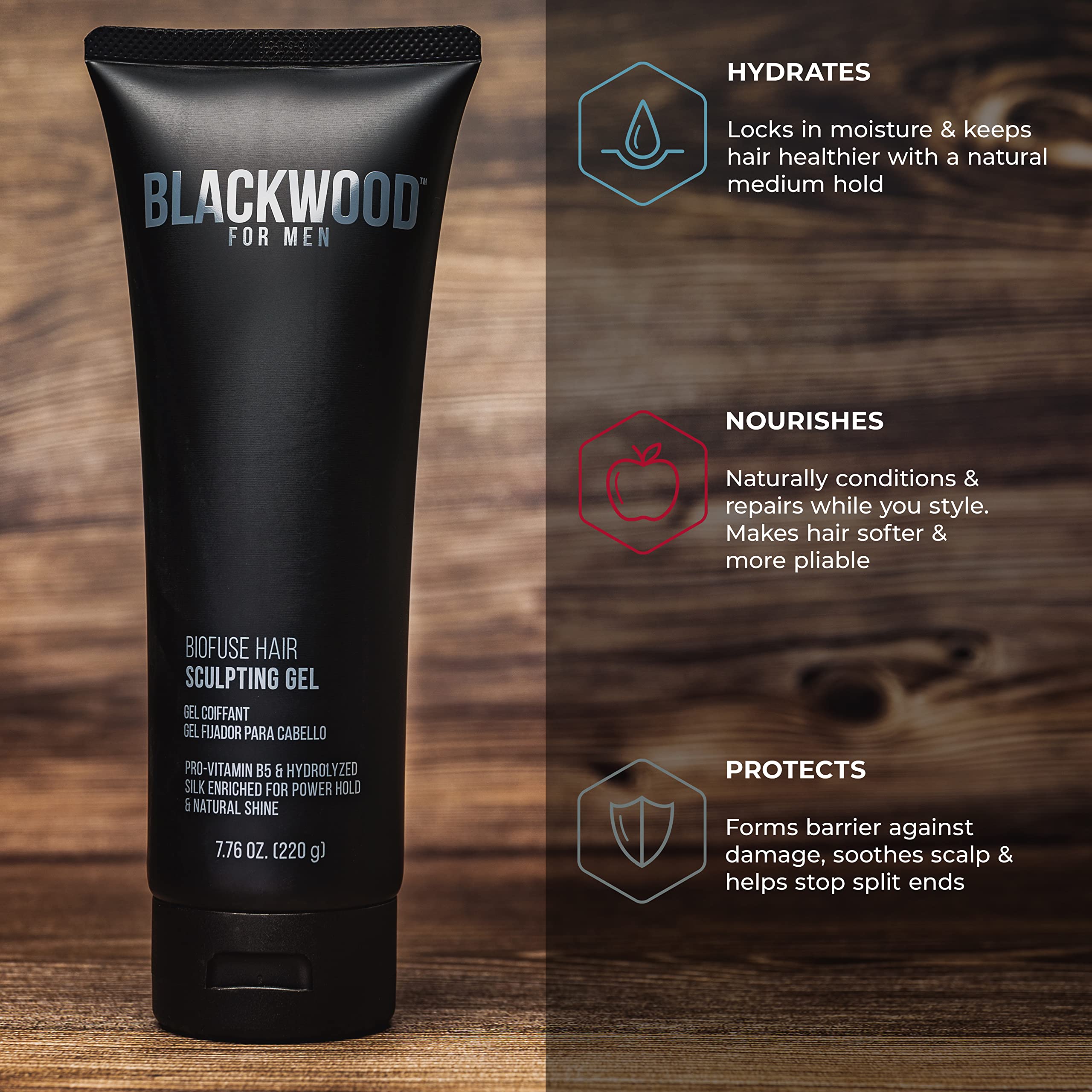 Blackwood For Men BioFuse Hair Sculpting Gel – Long-Lasting Hold, Natural Vegan Formula, All Hair Types