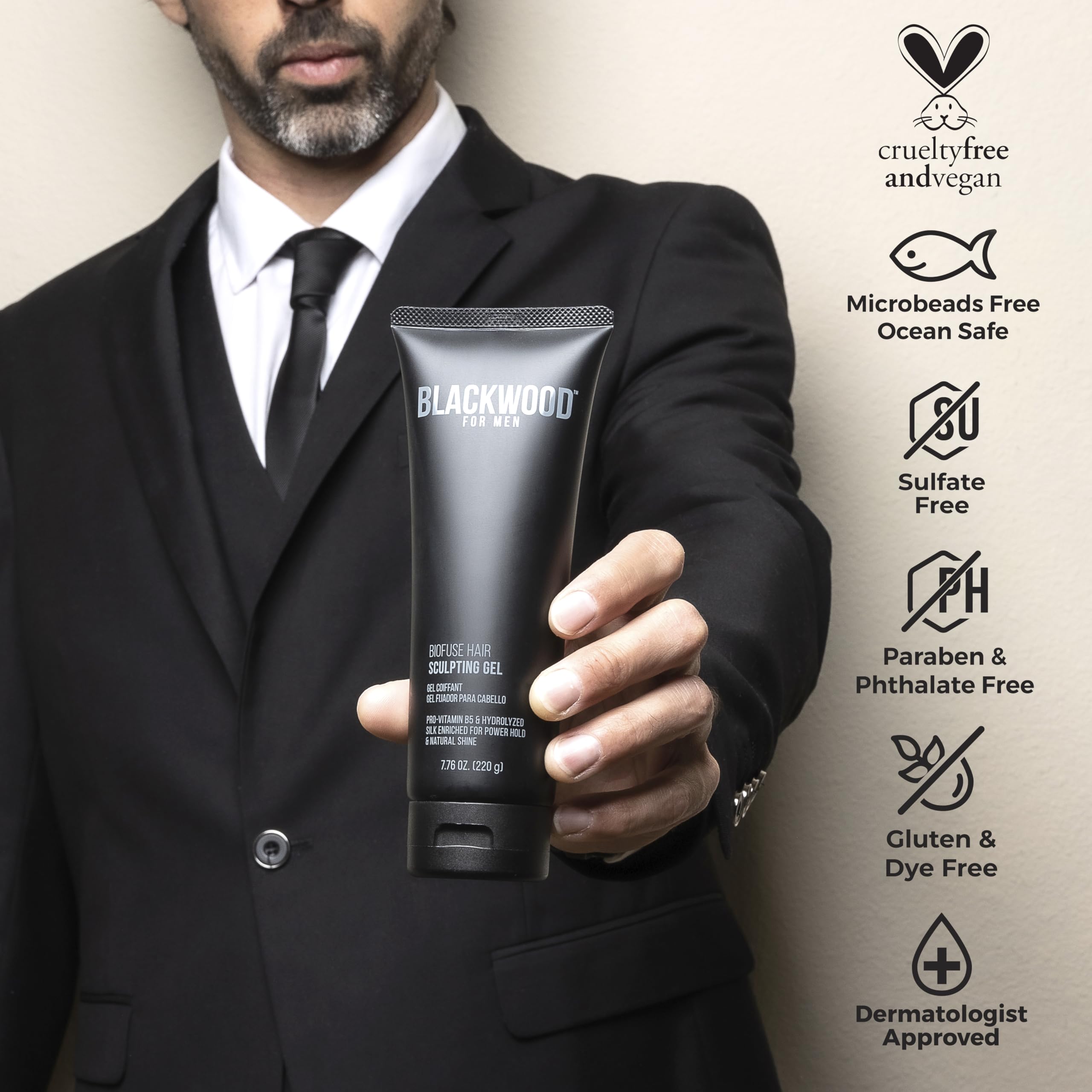 Blackwood For Men BioFuse Hair Sculpting Gel – Long-Lasting Hold, Natural Vegan Formula, All Hair Types
