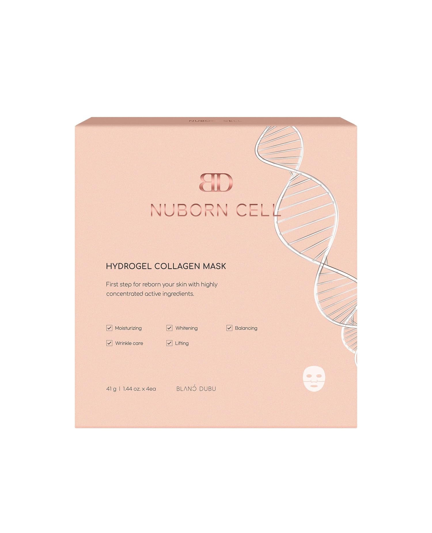 BLANC DUBU Nuborn Cell Hydrogel Mask – Hydrating Face Mask with Peptides & Hyaluronic Acid (4-Pack)