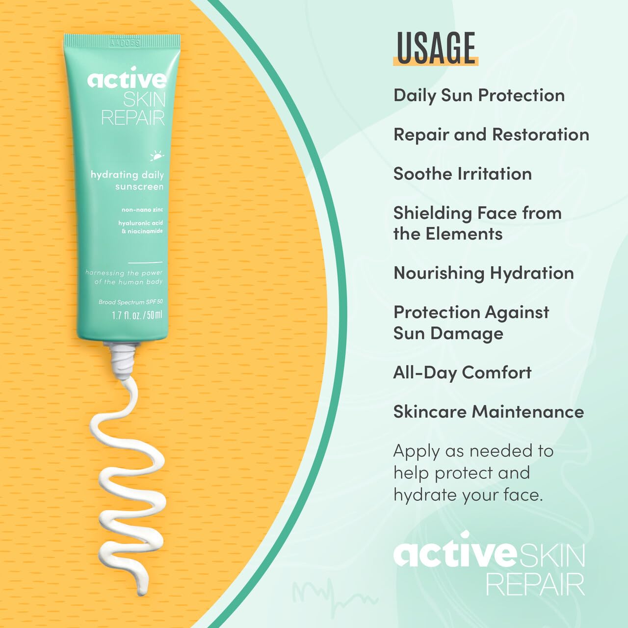 BLDG ACTIVE Active Skin Repair SPF 50 — Hydrating Mineral Sunscreen & Daily Moisturizer (1.7 fl oz)